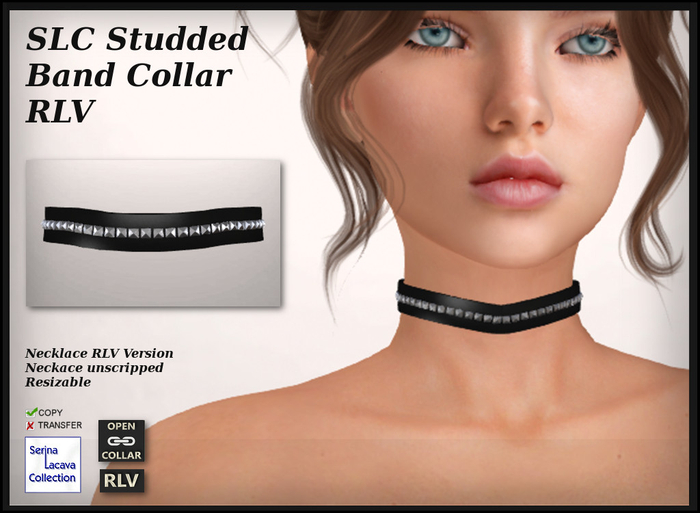 Second Life Marketplace SLC Studded Band Collar RLV (unpacked)